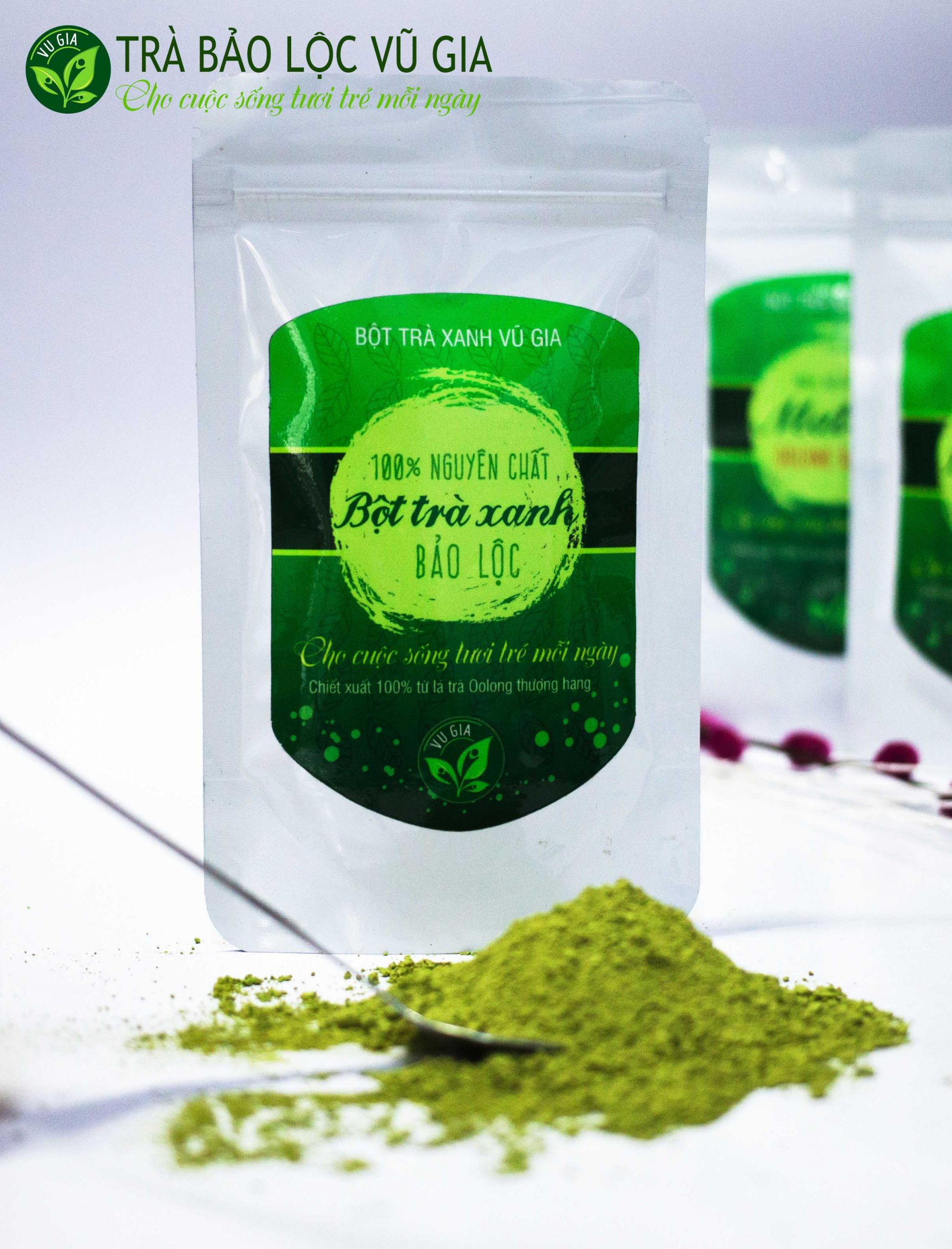Bột Trà Xanh Nguyên Chất Vũ Gia (100g/hũ) - Hình ảnh 2