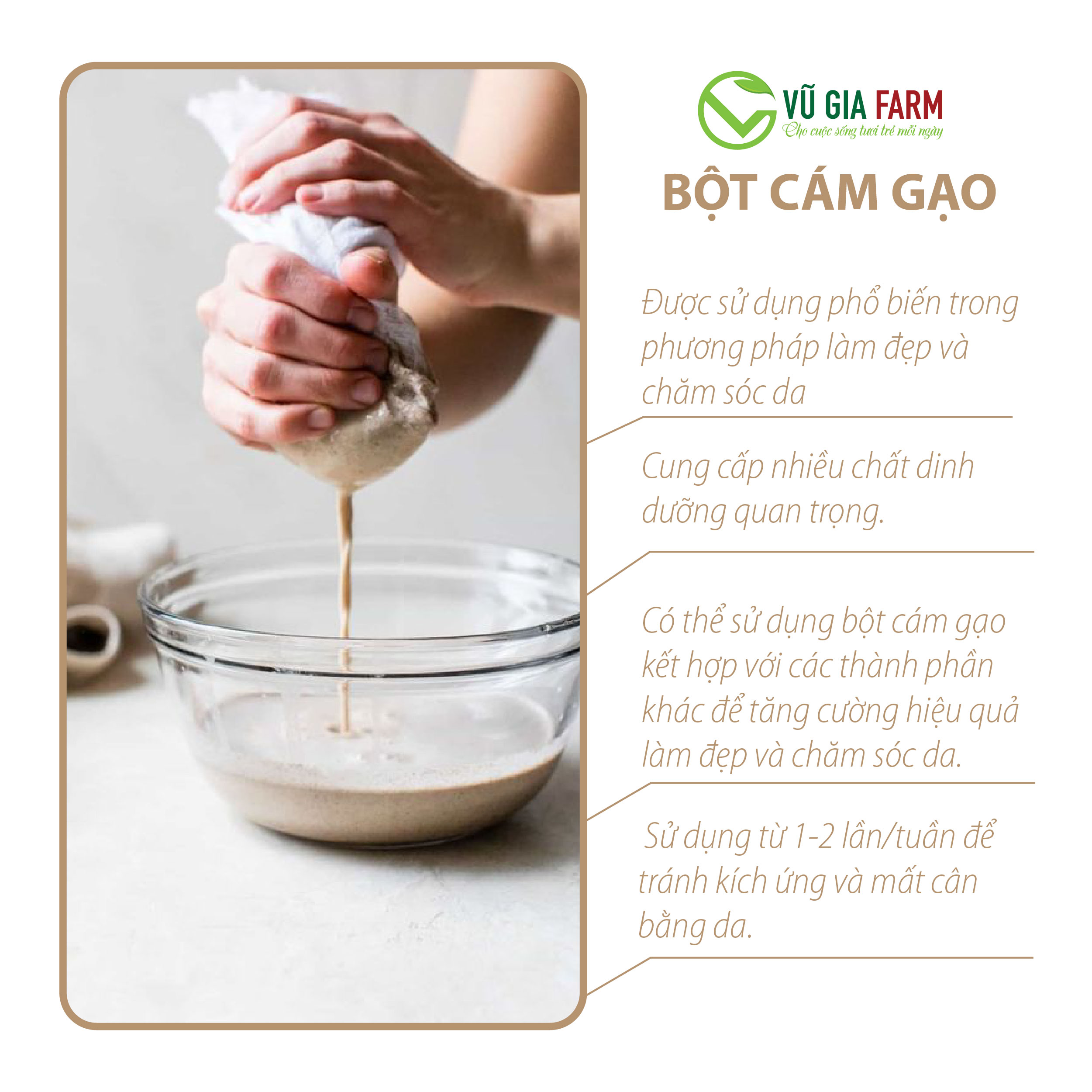 Bột Cám Gạo Nguyên Chất Vũ Gia (50g/ túi) - Hình ảnh 6