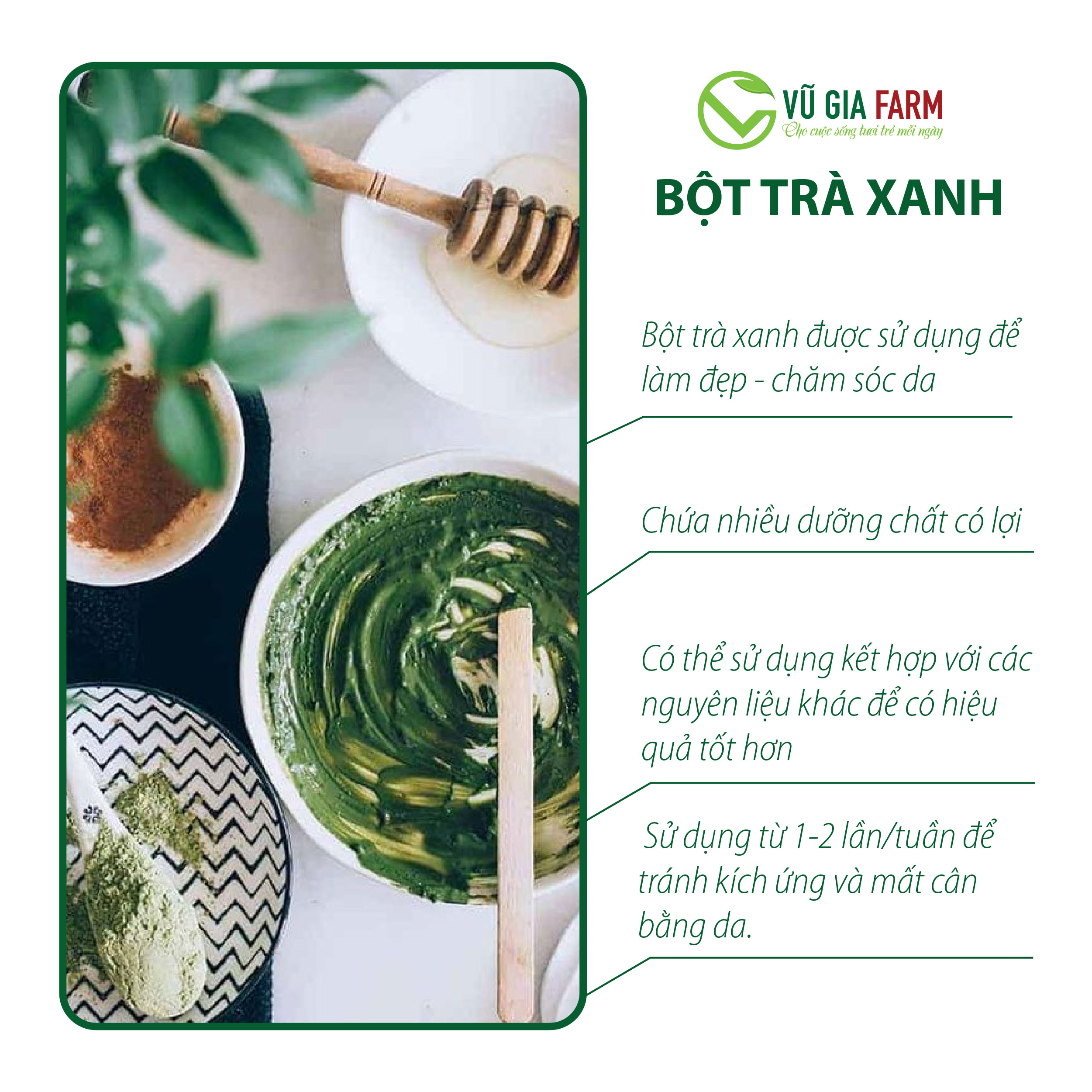 Bột Trà Xanh Nguyên Chất Vũ Gia (100g/ túi) - Hình ảnh 5