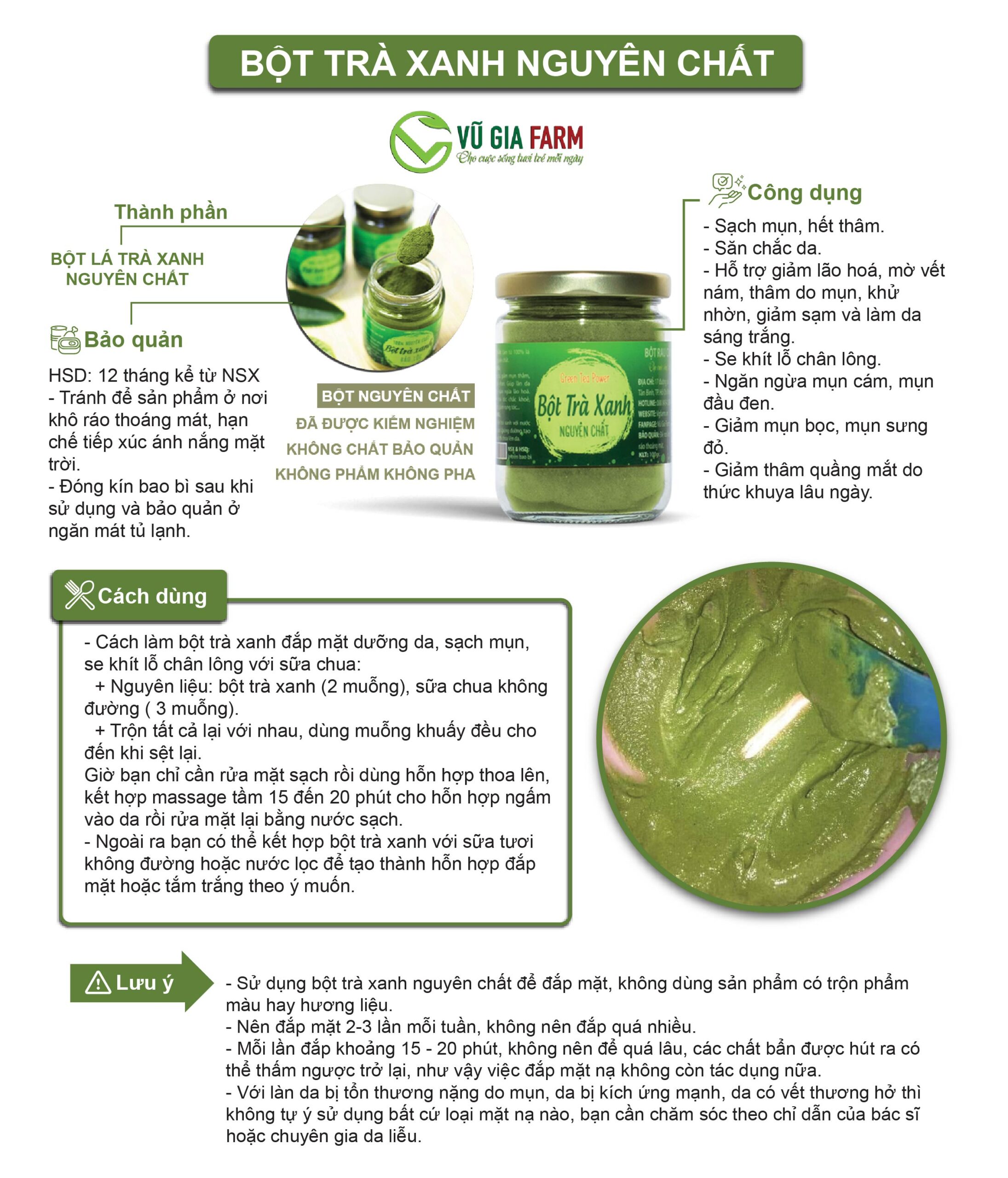Bột Trà Xanh Nguyên Chất Vũ Gia (50g/ túi) - Hình ảnh 9