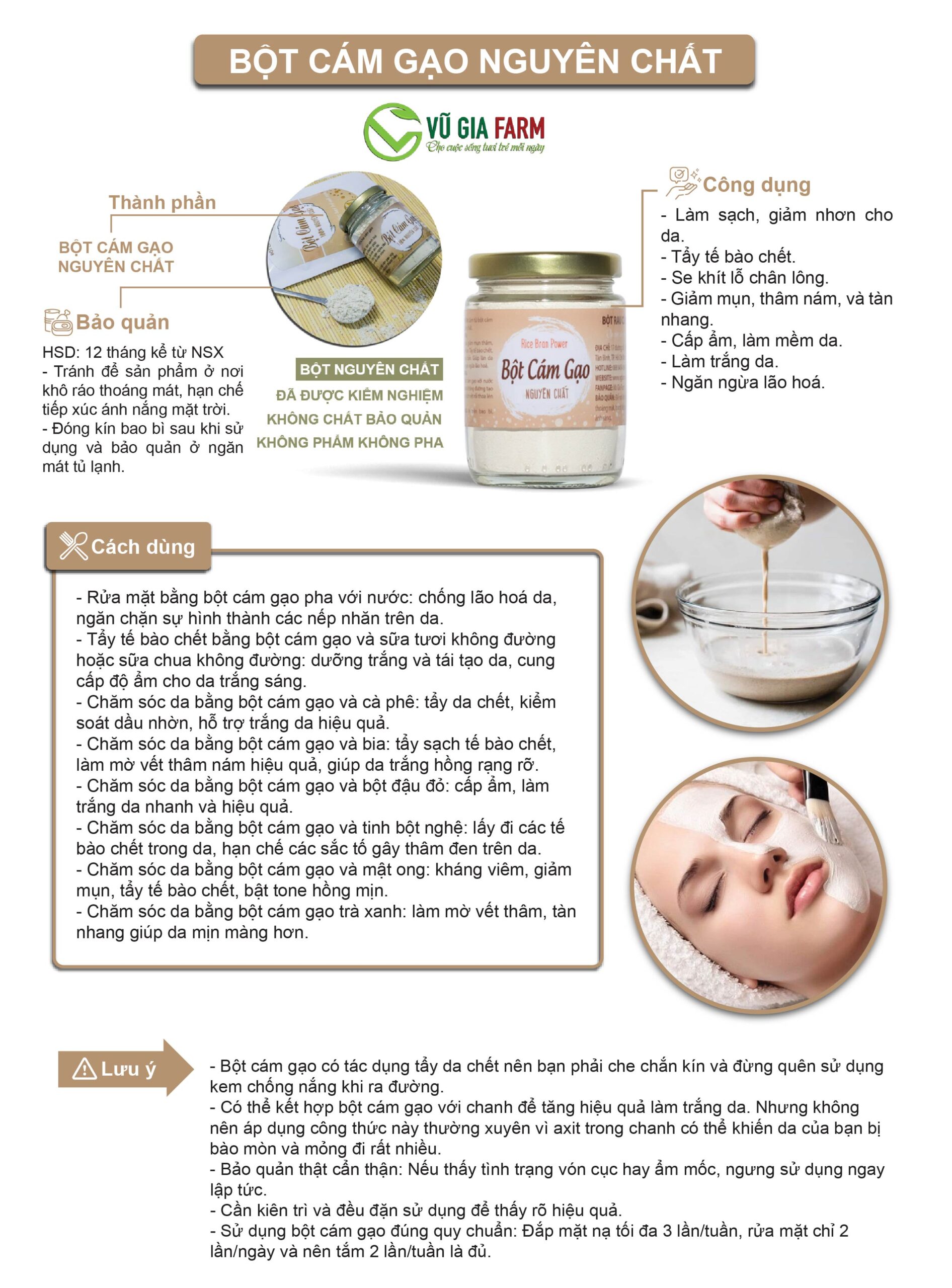 Bột Cám Gạo Nguyên Chất Vũ Gia (50g/ túi) - Hình ảnh 8