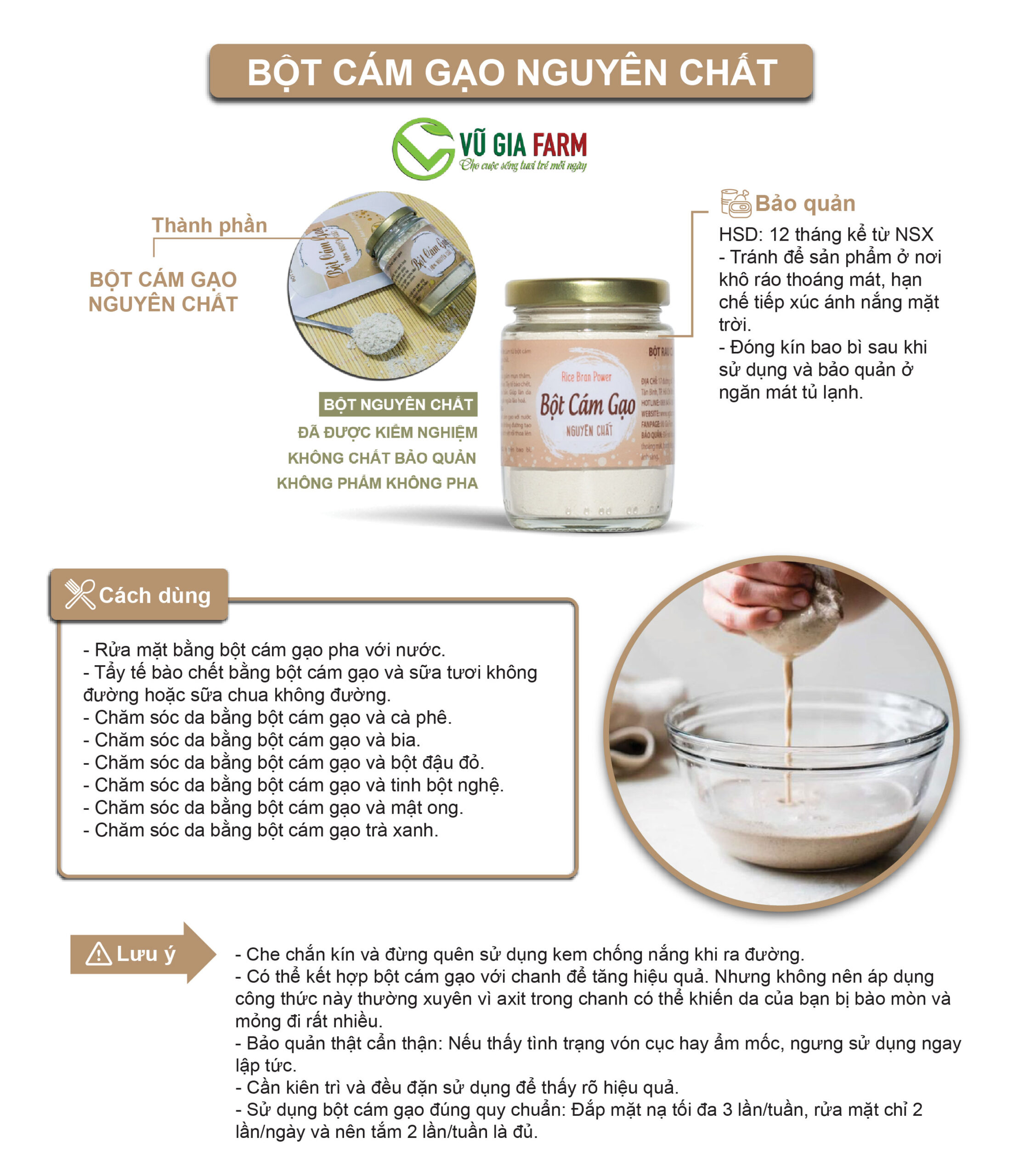 Bột Cám Gạo Nguyên Chất Vũ Gia (50g/ túi) - Hình ảnh 9